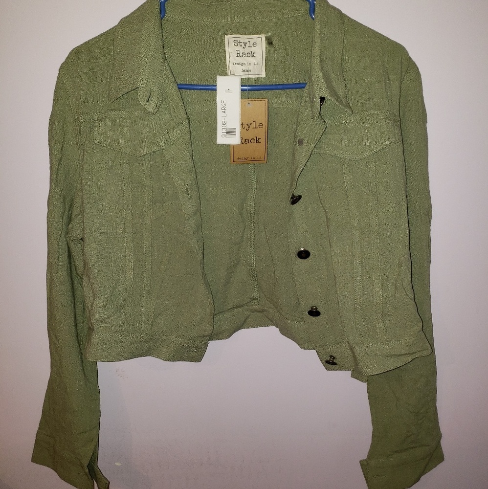 Olive green Crop Jacket